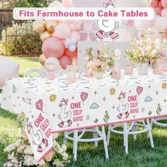 One Silly Goose Birthday Tablecloth & Plates - Picture 10 of 11